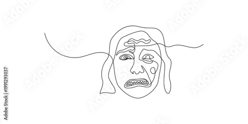 Close-up of a person's face showing fear and distress with mental health facial expression mental state distress