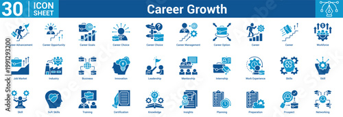 Career Growth editable icon set vector illustration concept for business with icon of Career Advancement, Career Opportunity, Career Goals, Career Choice, Career Choice, Career Management