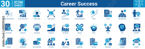 Career Success editable icon set vector illustration concept for business with icon of Career Advancement, Career Opportunity, Career Goals, Career Choice, Career Option, Career Management, Career.