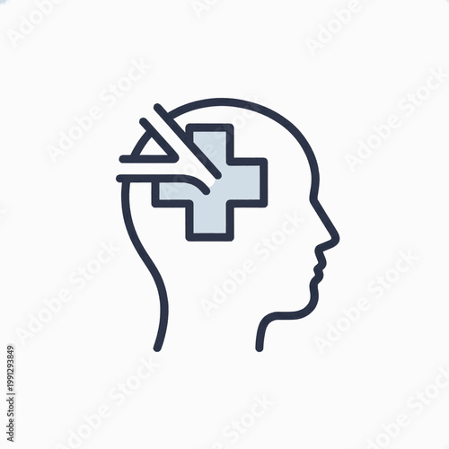 Symbol of mental health and well-being, representing psychological care and therapy within a human head silhouette.