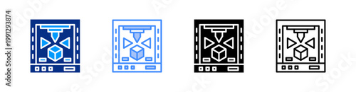 3D Printing Multiple Style Icon Set Vector 
