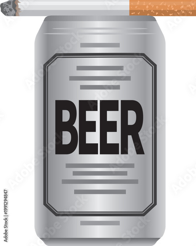 空き缶を灰皿にしているイメージイラスト