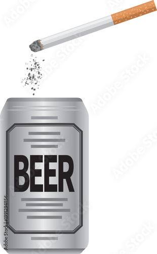 空き缶を灰皿にしているイメージイラスト