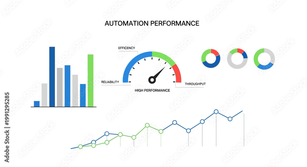 Fototapeta premium Automation performance data visualization graphs charts.