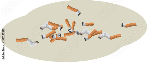 ポイ捨てされたタバコの吸い殻のイメージイラスト