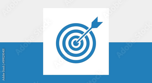Blue target with arrow hitting bullseye.