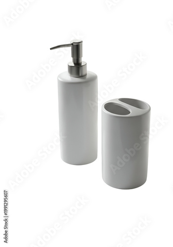 Modern Bathroom Accessories Set with Soap Dispenser and Toothbrush Holder