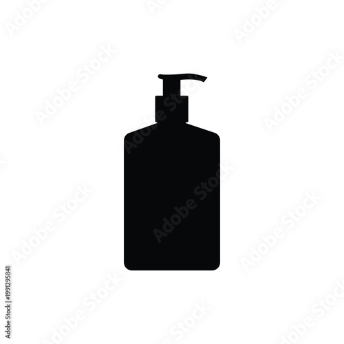 Silhouette of a liquid soap dispenser bottle, isolated on transparent background. 