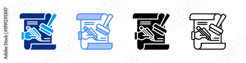 Notarize Multiple Style Icon Set Vector 