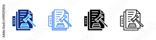 Law Multiple Style Icon Set Vector 