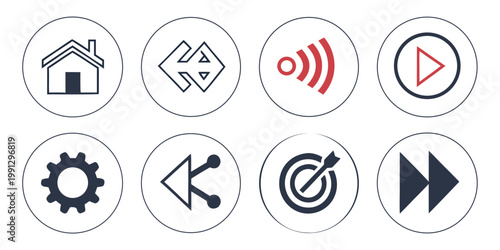 Collection of business and technology interface icons with interface settings technology navigation collection internet connectivity configuration business connection wireless computer