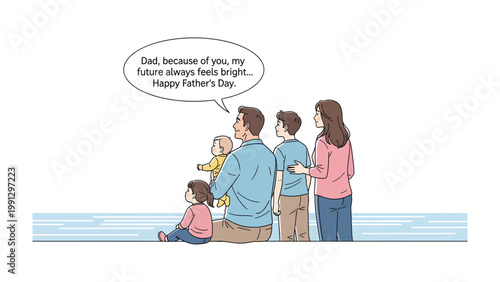 Father's Day Sentiment: A loving family, gathered on Father's Day, expresses heartfelt appreciation and affection, celebrating the invaluable role of a father. 