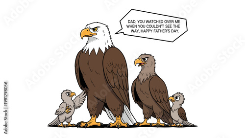 Obraz na płótnie Father's Day Eagle Family: A heartwarming depiction of an eagle family celebrating Father's Day, with the father eagle offering words of endearment