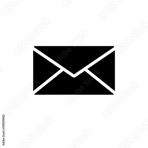 A black envelope icon on a white background silhouette