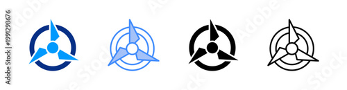 Turbine Multiple Style Icon Set Vector 