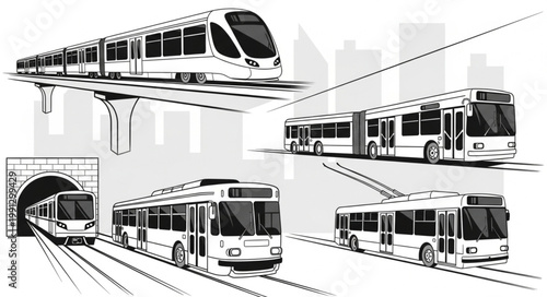 Modern Public Transportation Systems - Trains and Buses.