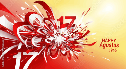 Happy 17 August 1945 Indonesia Independence Day Abstract Red White Celebration Background