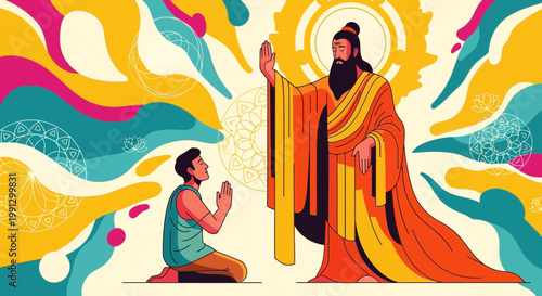 Guru Blessing Devotee: Spiritual Guidance, Enlightenment, and Divine Connection