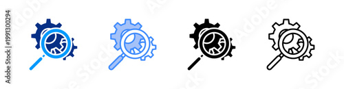 Inspection Multiple Style Icon Set Vector 