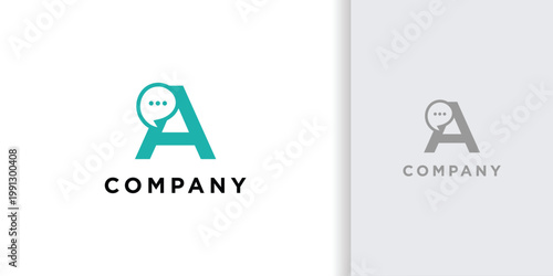 chat bubble message letter a abstract business logo minimalist template