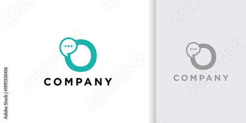 chat bubble message letter o abstract business logo minimalist template