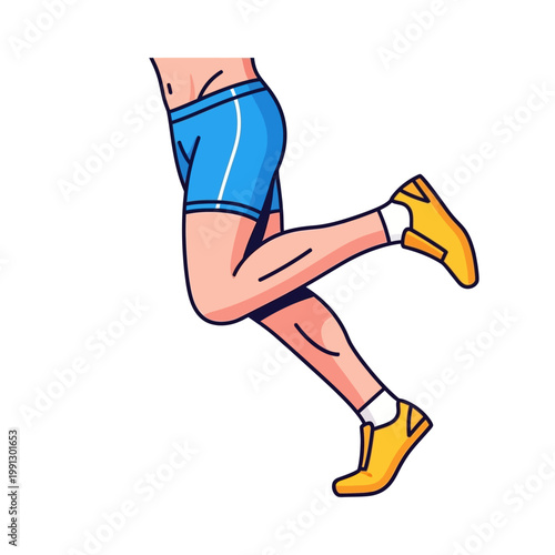 Runner's Legs in Motion, Athletic Shorts and Shoes, Dynamic Movement Illustration