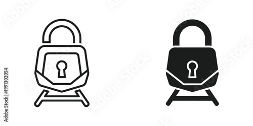 Contrast between locked and unlocked padlock icons with secure base