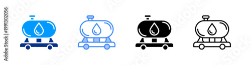 Oil Tanker Multiple Style Icon Set Vector 