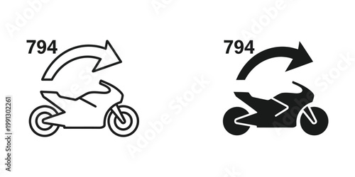 Motorcycle performing a wheelie maneuver with a weight indication of 794 units
