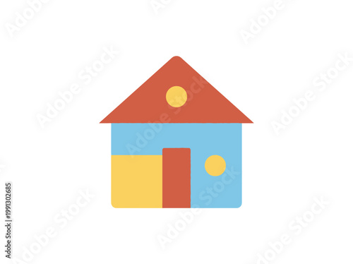 Minimalist vector illustration of a simple suburban house icon.