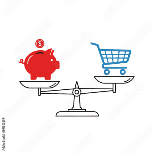 Balancing savings and spending, a visual representation of financial decisions and economic choices.