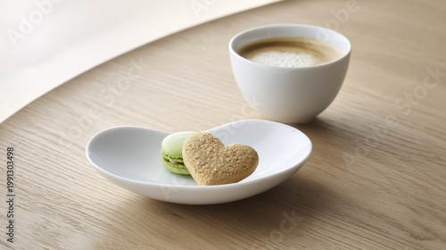 Coffee and Cookies on Wooden Table.