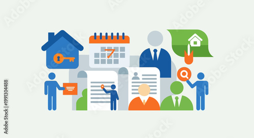 Business professionals discussing real estate plans.