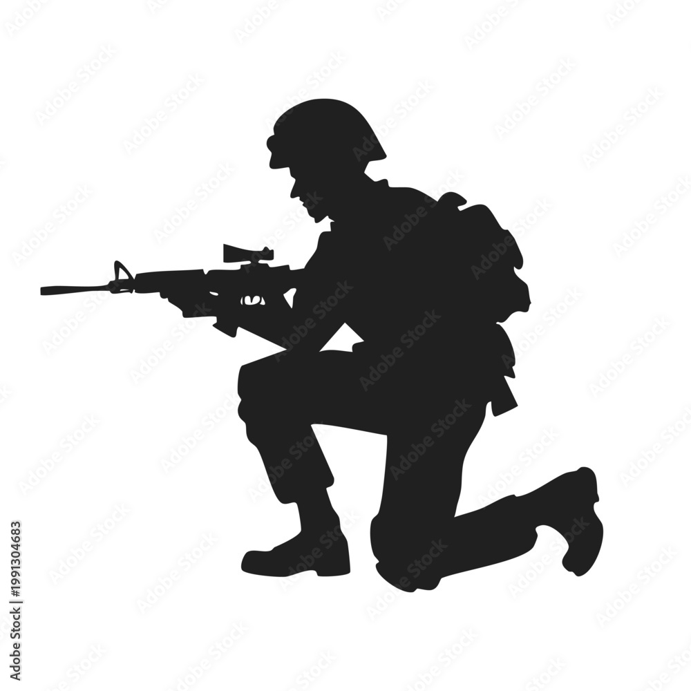 Obraz premium Soldier silhouette vector illustration isolated on white background special forces soldiers