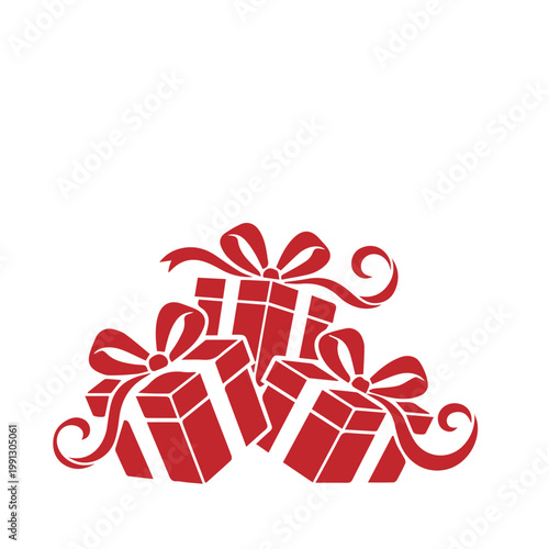 red gift box with ribbon and bow.