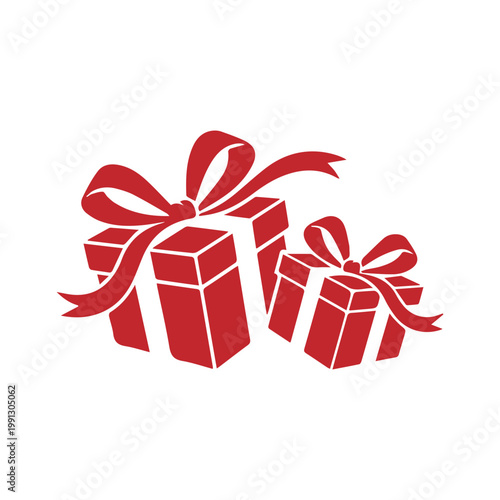 red gift box with ribbon and bow.