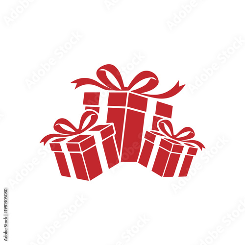 red gift box with ribbon and bow.