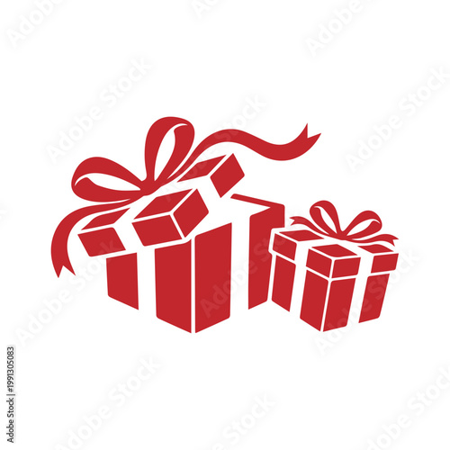 red gift box with ribbon and bow.