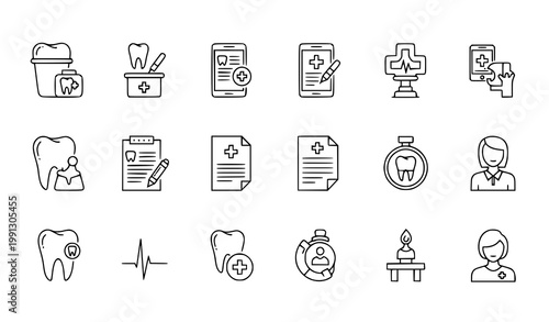 Clinical services dentistry icon set healthcare vector