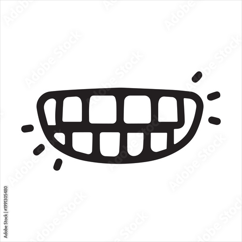 Teeth grinding, linear icon. Bruxism, stress, and jaw tension concept. Line with editable stroke.