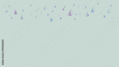 Soft rainy background with raindrops, sage green minimal backdrop with copy space