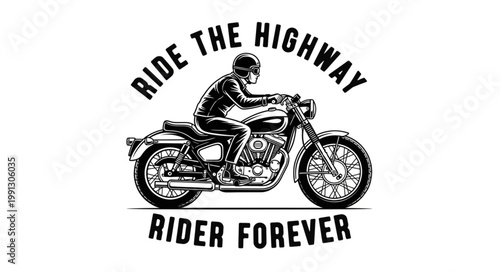 Motorcycle Rider on Highway.
