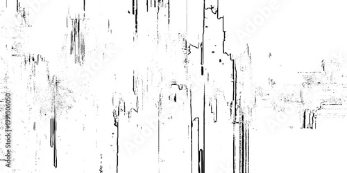 Abstract grunge texture with vertical streaks, rough paint drips, and distressed edges, monochrome grayscale, urban decay aesthetic, glitch-like composition, minimalist background.