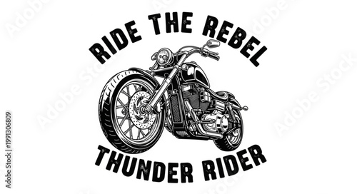 Motorcycle Thunder Rider Rebel Graphic Design.