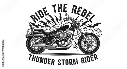 Motorcycle thunder storm rider rebel graphic design.