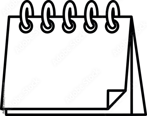 Minimalist calendar icon vector, blank desk planner outline, simple spiral notebook organizer