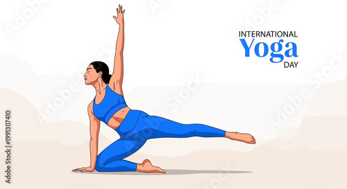 Woman practicing yoga pose on International Yoga Day, healthy lifestyle, fitness