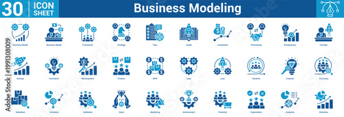 Business Modeling editable icon set vector illustration concept for business with icon of Business Model, Business Model, Framework, Strategy, Plan, Guide, Investment, Partnership, Entrepreneur.