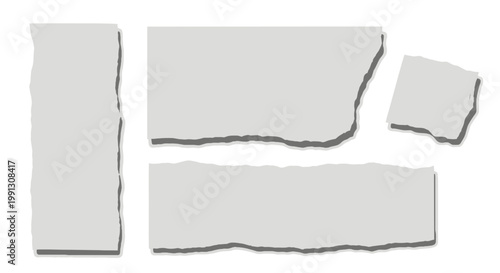 Torn Paper Scraps Collection Isolated on White Background