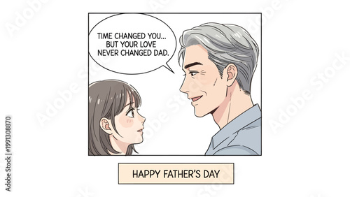Father's Day Sentiment: A heartwarming illustration of a daughter expressing her love and gratitude to her father. Capturing the timeless bond between a father and daughter.